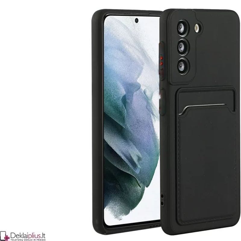 Švelnus guminis dėklas su kišenėle - juodas (Samsung S21 Plus) Švelnus guminis dėklas su kišenėle - juodas (Samsung S21 Plus)